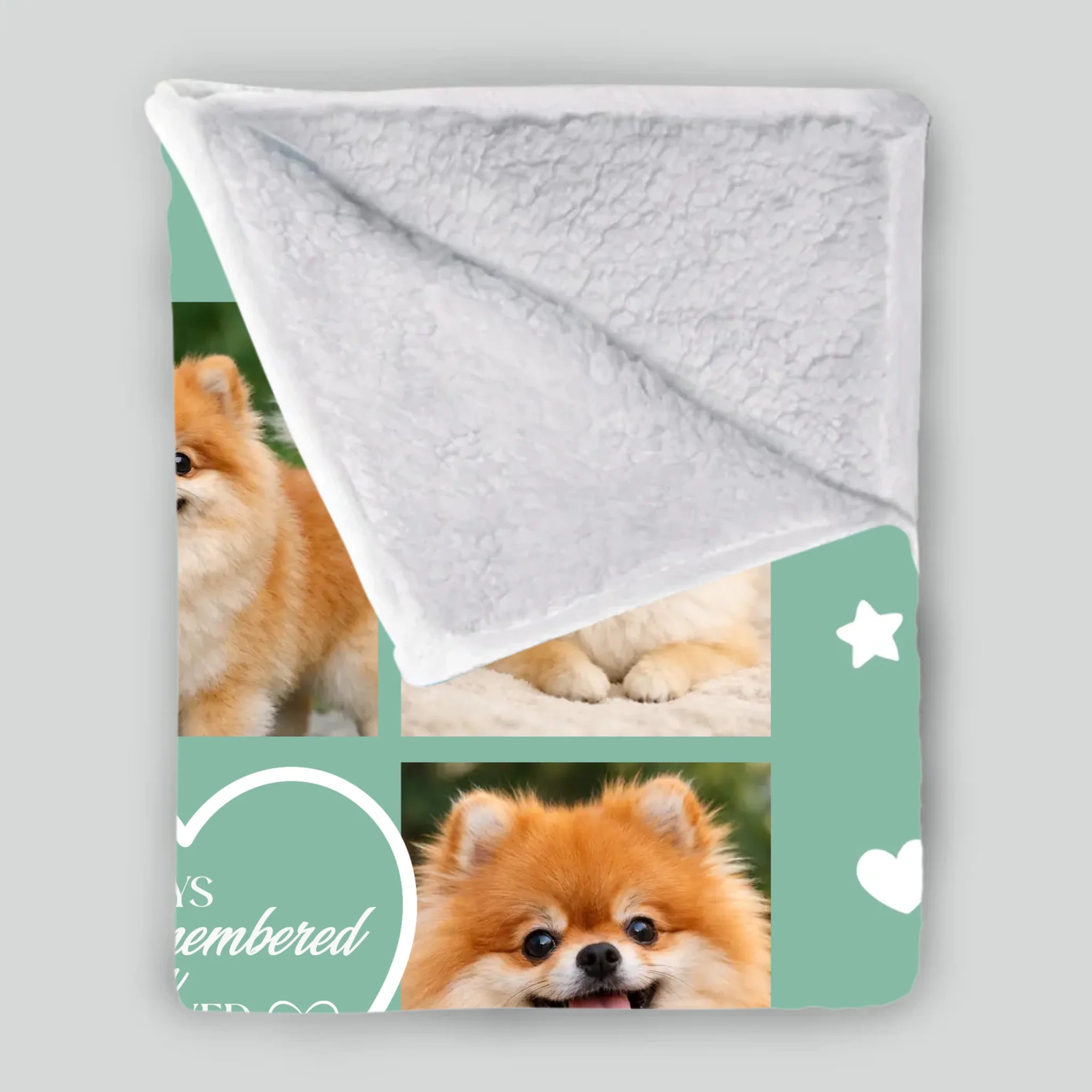 Custom Dog Face Blanket - Always Remembered Forever Loved Heart Design for Dog Owners - 89Prints