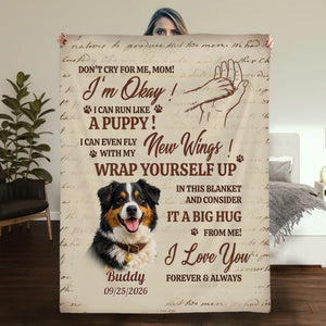 Personalised Fleece Photo Blanket - Don't Cry Mom, Vintage Design for Loving Dog Parents - 89Prints