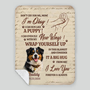 Personalised Fleece Photo Blanket - Don't Cry Mom, Vintage Design for Loving Dog Parents - 89Prints