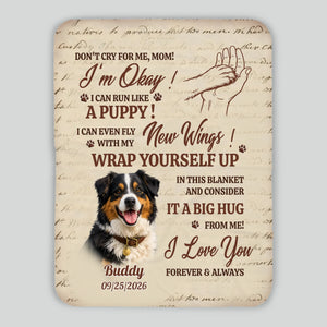 Personalised Fleece Photo Blanket - Don't Cry Mom, Vintage Design for Loving Dog Parents - 89Prints