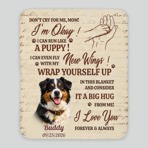 Personalised Fleece Photo Blanket - Don't Cry Mom, Vintage Design for Loving Dog Parents - 89Prints