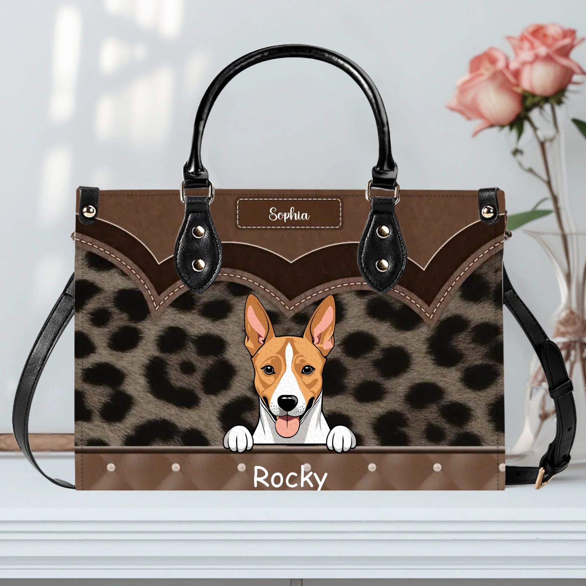 Custom Handbags For Ladies – Scalloped Animal Motif Handbag for Dog Lovers - 89Prints