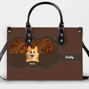 Cat Personalized Leather Handbag - Carved Leather Cat Handbag for Cat Lovers - 89Prints