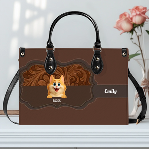 Cat Personalized Leather Handbag - Carved Leather Cat Handbag for Cat Lovers - 89Prints