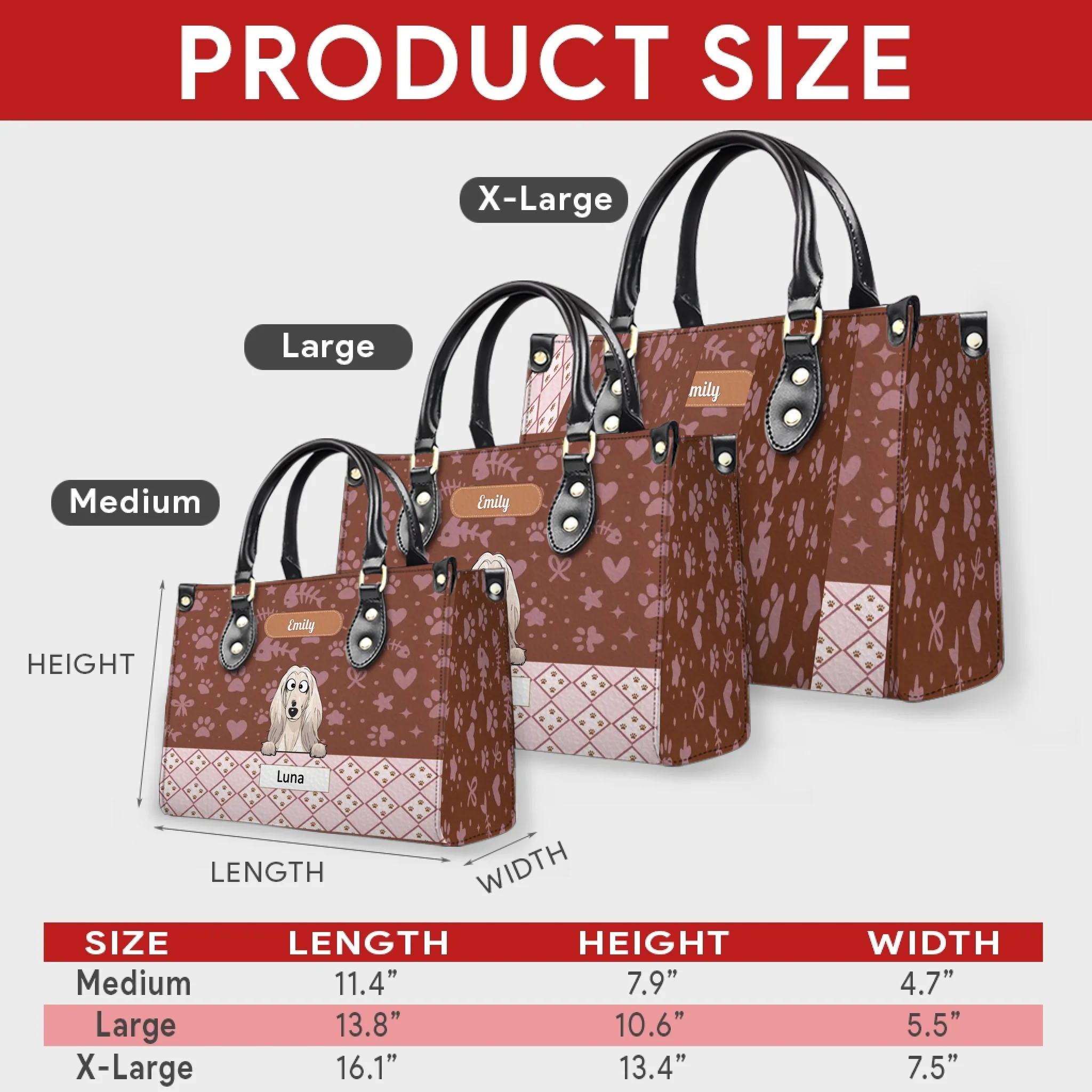 Custom Dog Bag for Dog Lovers - Playful Dogs Peeking Over Edge Handbag - 89Prints
