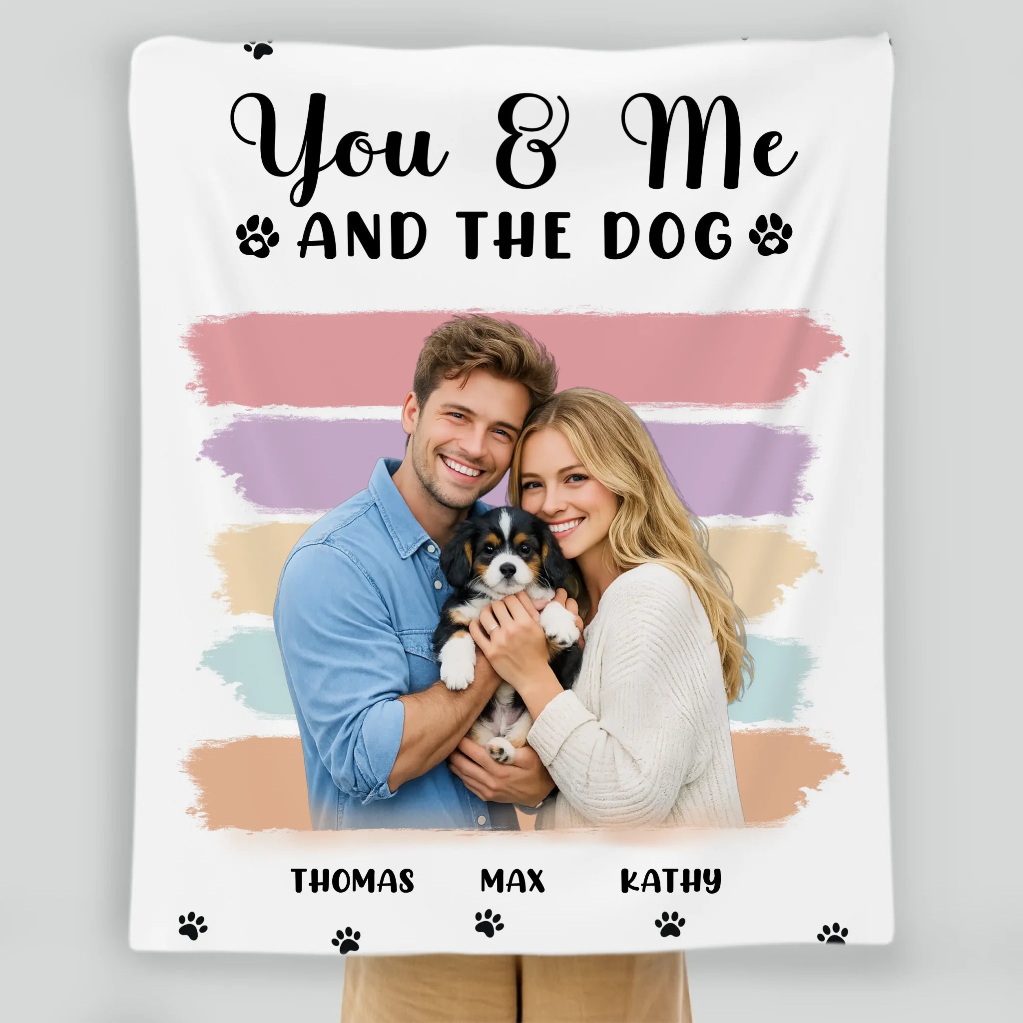 Personalised Sherpa Fleece Dog Blanket - Retro Sunset Stripes with 