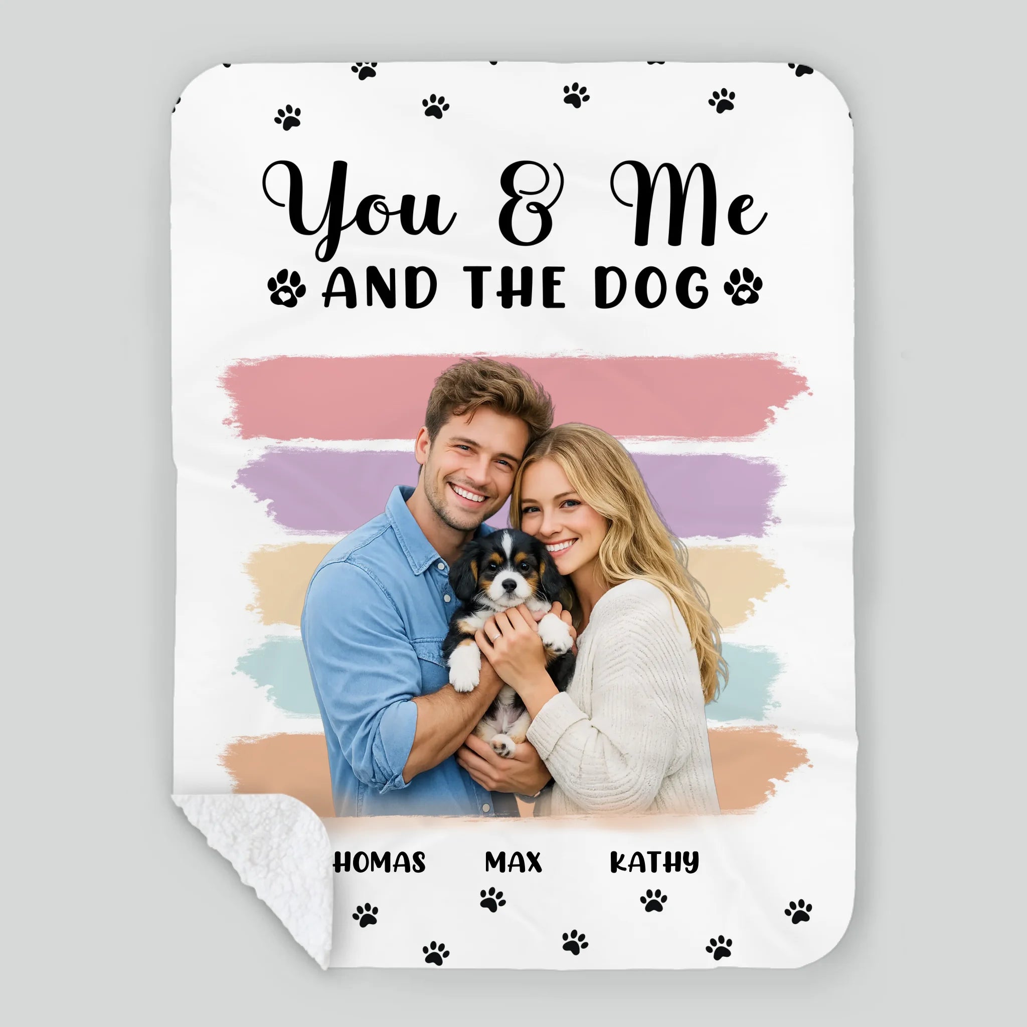 Personalised Sherpa Fleece Dog Blanket - Retro Sunset Stripes with 