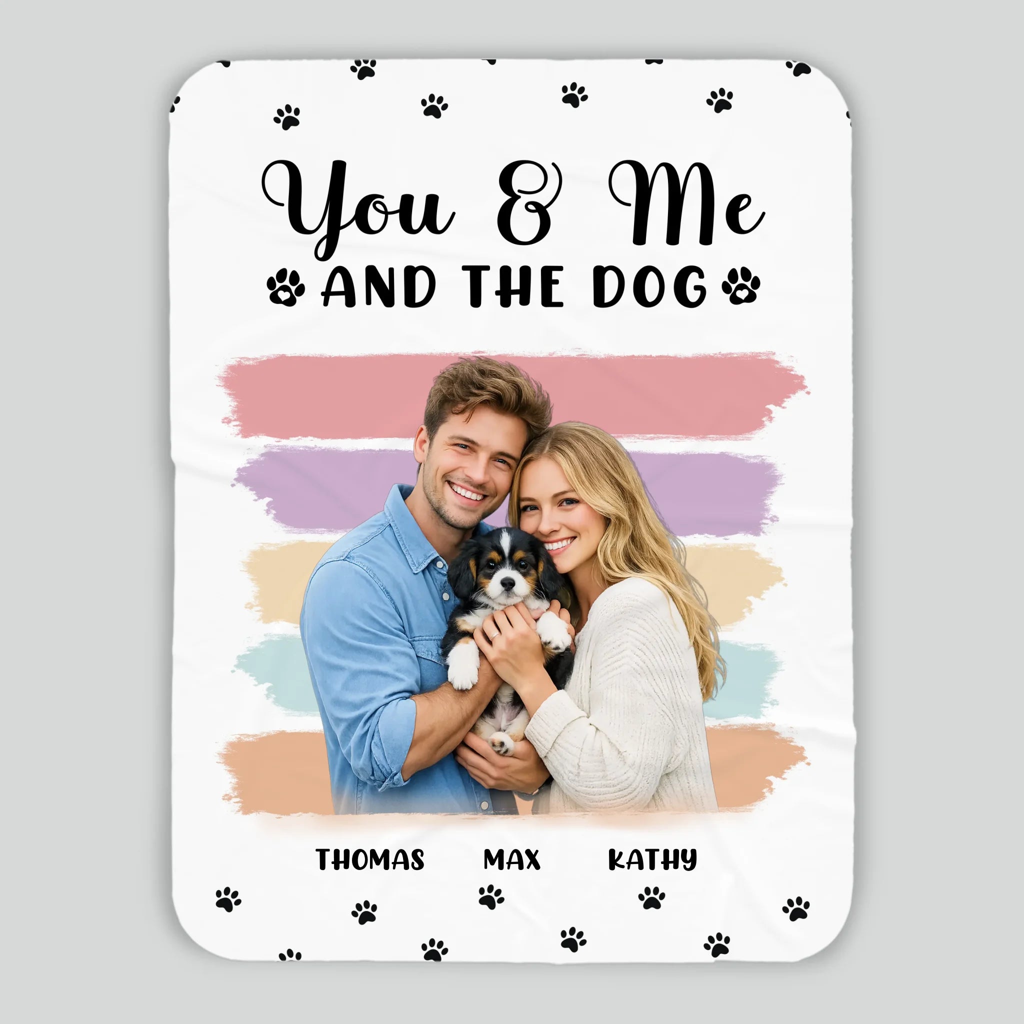 Personalised Sherpa Fleece Dog Blanket - Retro Sunset Stripes with 