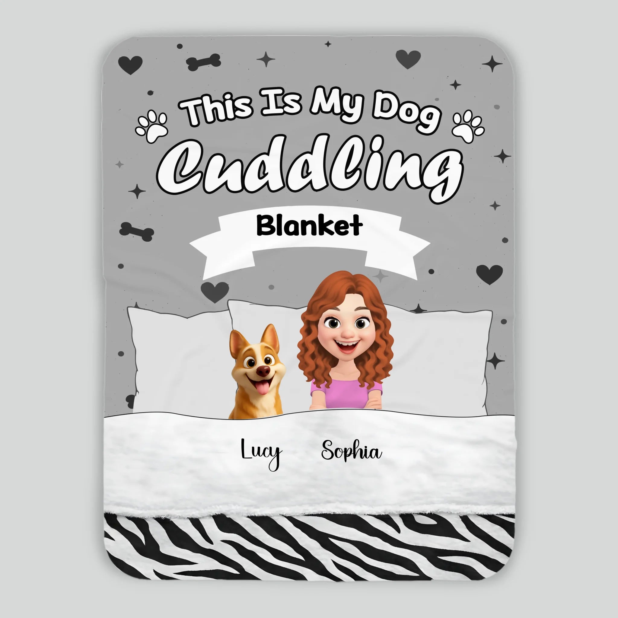 Personalised Blanket With Dogs On It - Multiple Dog Breeds and Human Character Graphic - 89Prints