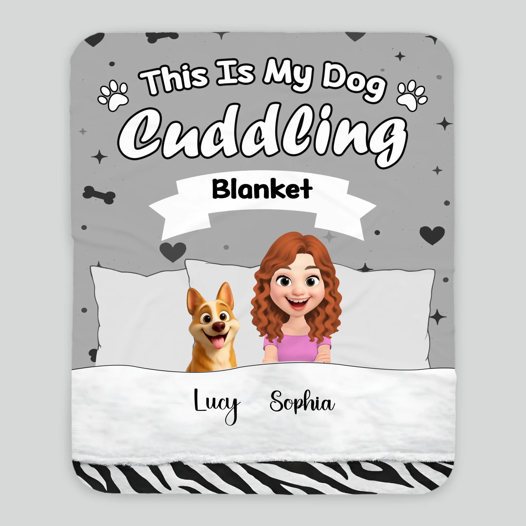 Personalised Blanket With Dogs On It - Multiple Dog Breeds and Human Character Graphic - 89Prints