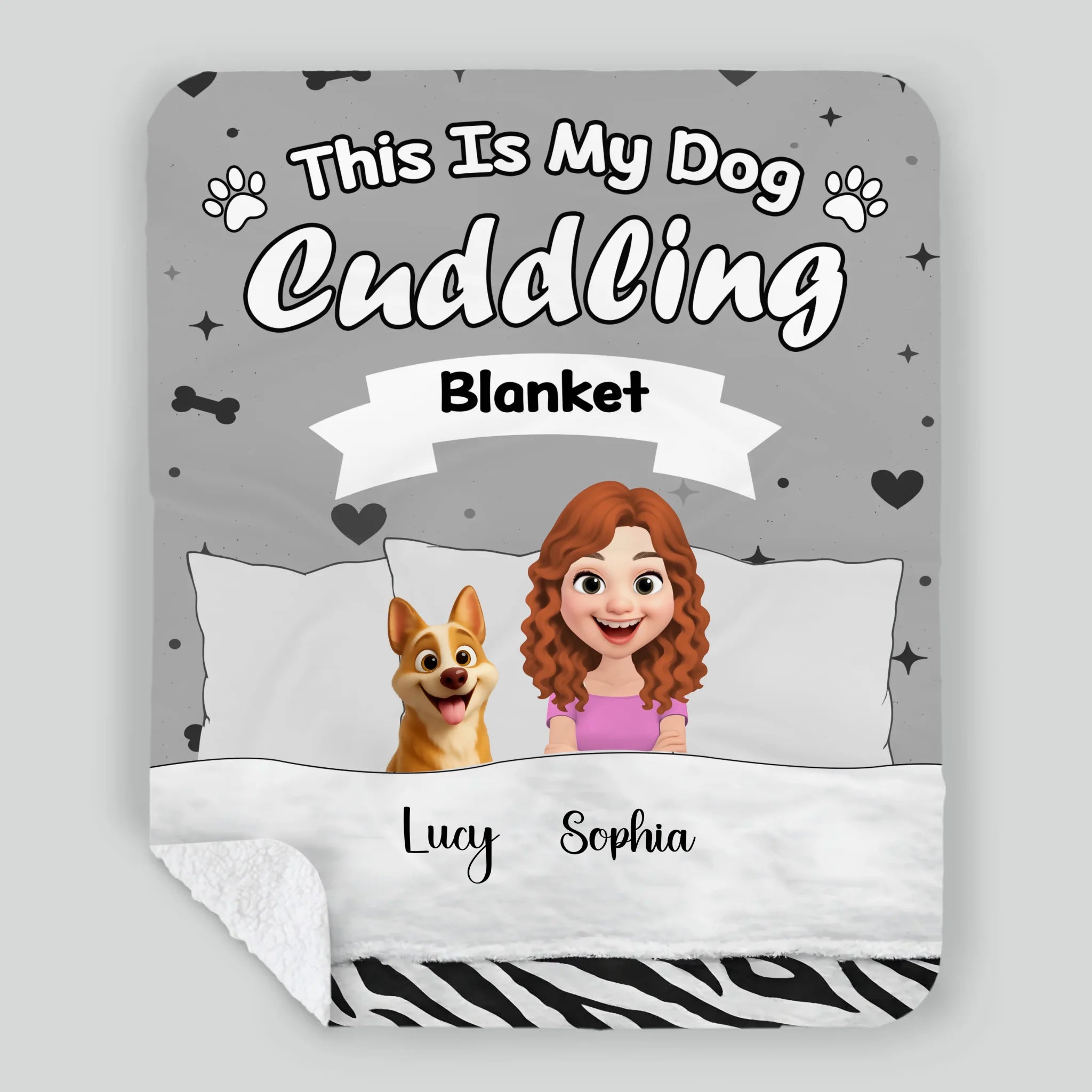 Personalised Blanket With Dogs On It - Multiple Dog Breeds and Human Character Graphic - 89Prints