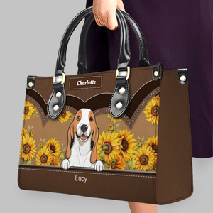 Custom Bag For Dog Lovers – Dog Mum Gift Sunflower Garden Dog Line-Up Handbag - 89Prints