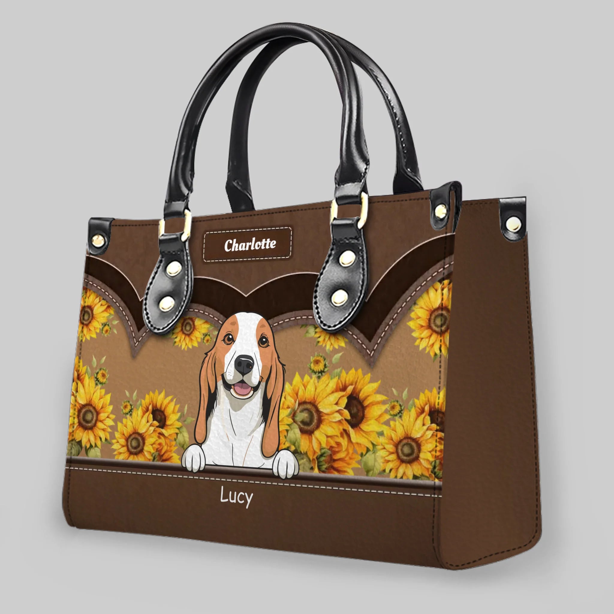 Custom Bag For Dog Lovers – Dog Mum Gift Sunflower Garden Dog Line-Up Handbag - 89Prints
