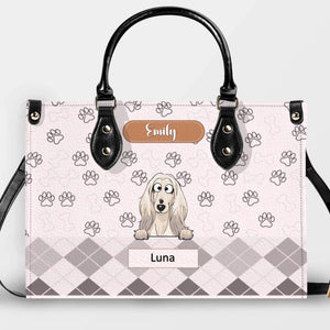 Custom Leather Handbag With Dogs On Them - All-Over Paw Print Dog Handbag for Dog Owners - 89Prints