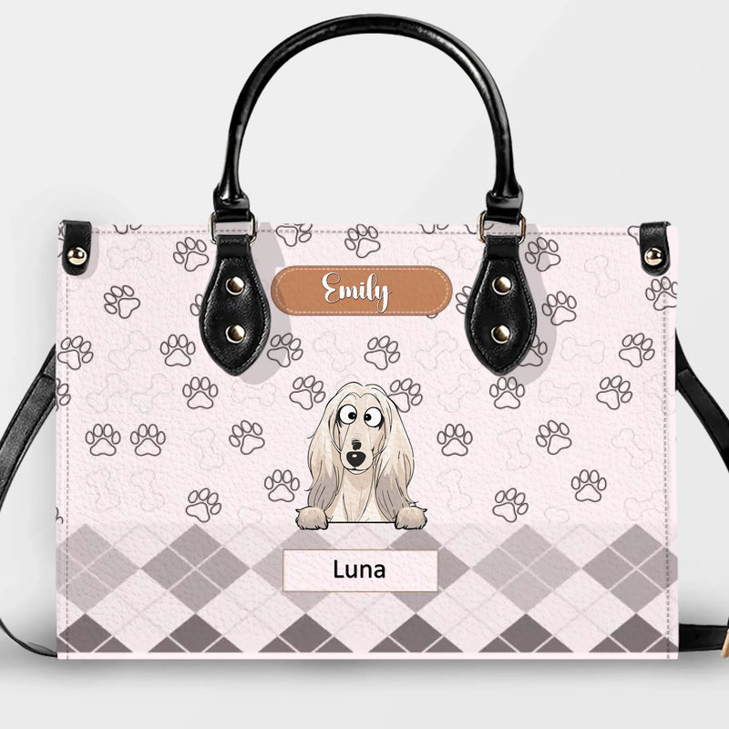Custom Leather Handbag With Dogs On Them - All-Over Paw Print Dog Handbag for Dog Owners - 89Prints