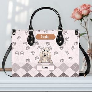 Custom Leather Handbag With Dogs On Them - All-Over Paw Print Dog Handbag for Dog Owners - 89Prints