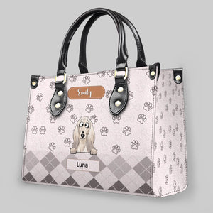 Custom Leather Handbag With Dogs On Them - All-Over Paw Print Dog Handbag for Dog Owners - 89Prints