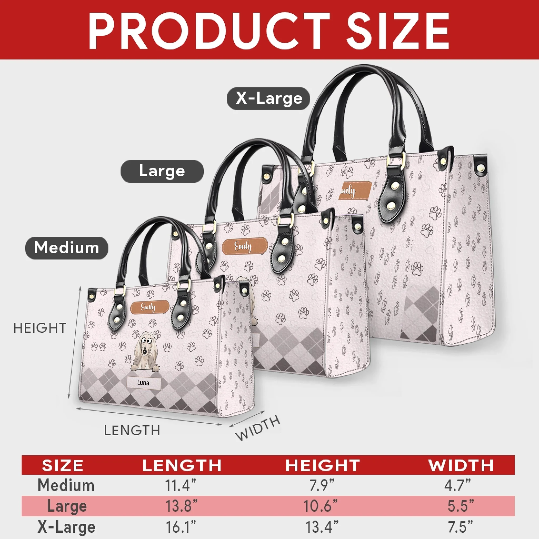 Custom Leather Handbag With Dogs On Them - All-Over Paw Print Dog Handbag for Dog Owners - 89Prints