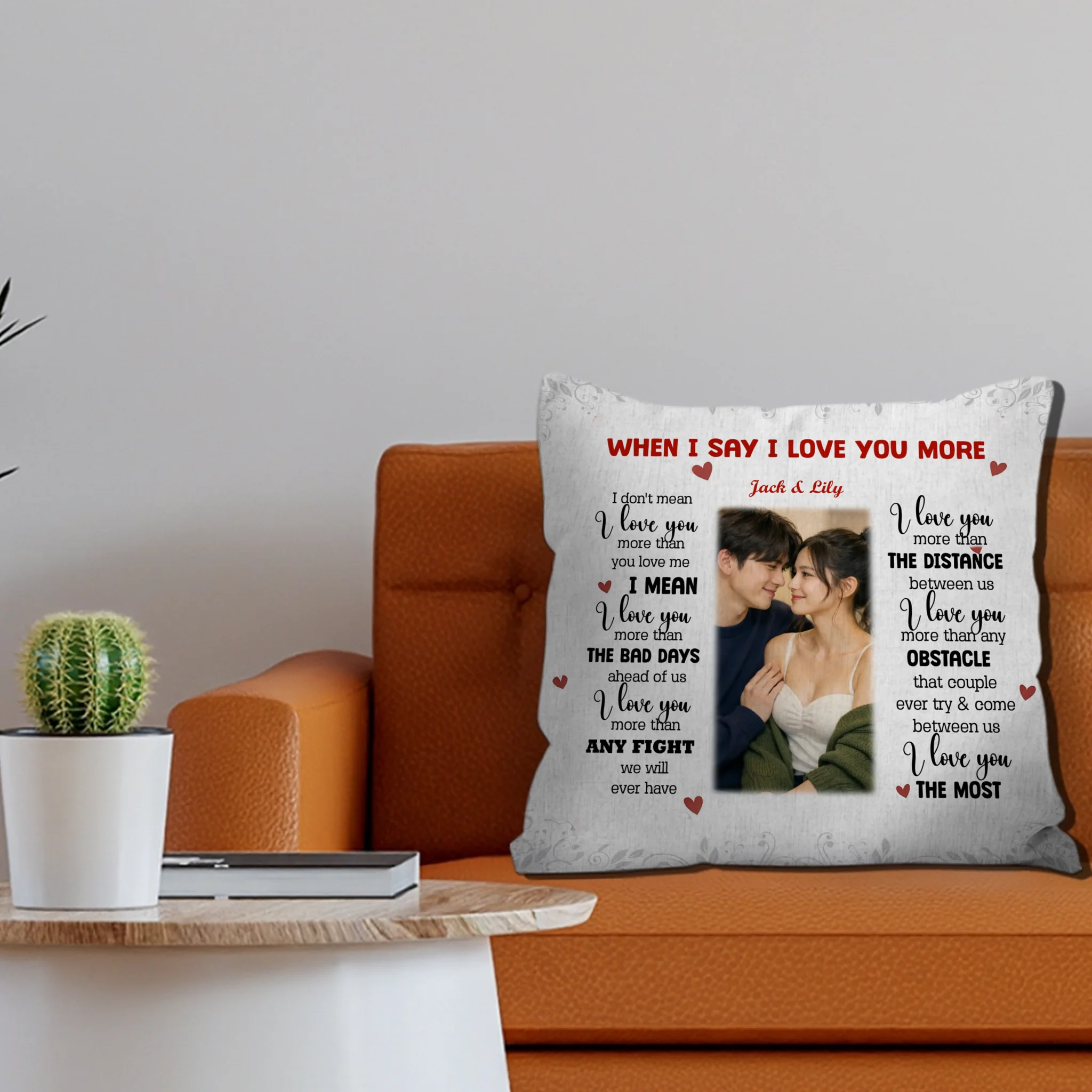 Romantic “I Love You More” Couple Pillow – Personalized Anniversary Gift - 89Prints