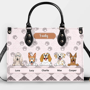 Custom Leather Handbag With Dogs On Them - All-Over Paw Print Dog Handbag for Dog Owners - 89Prints
