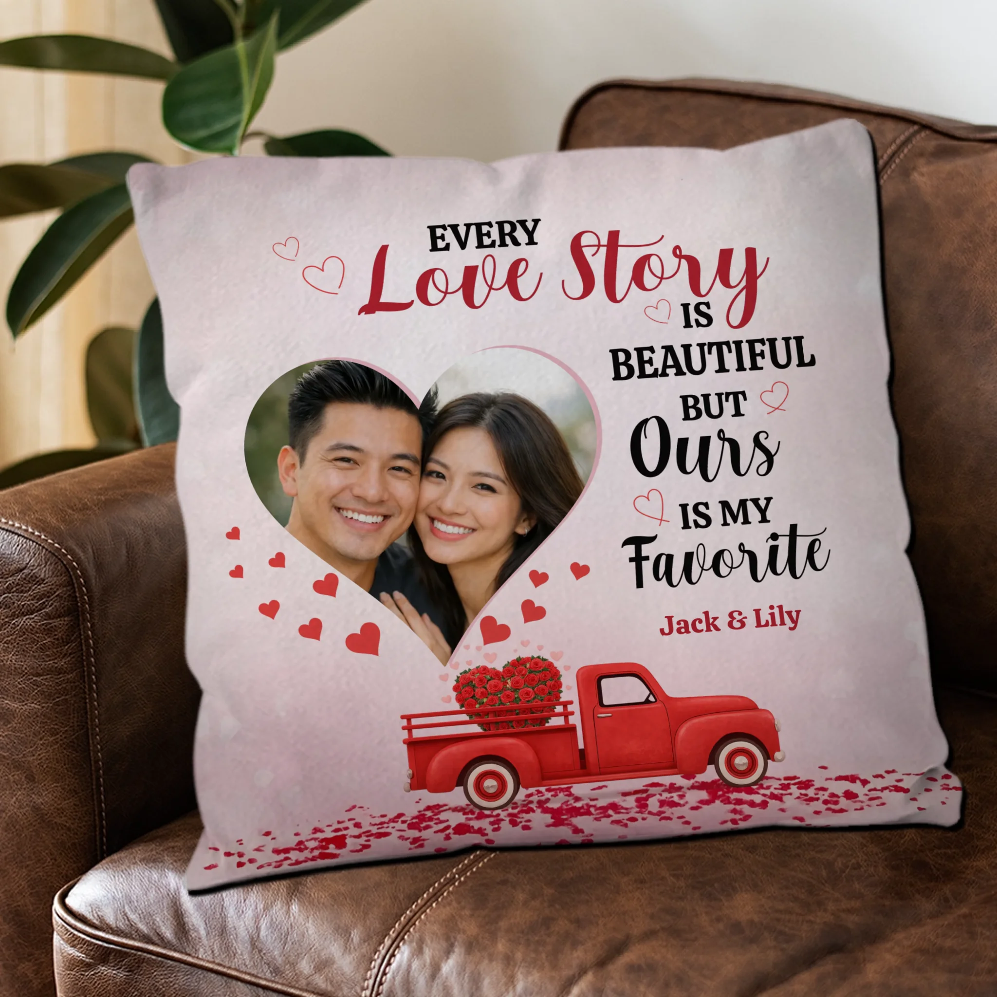 Every Love Story Is Beautiful Couple Pillow - Signature Perfect Gift with Photo & Name - 89Prints