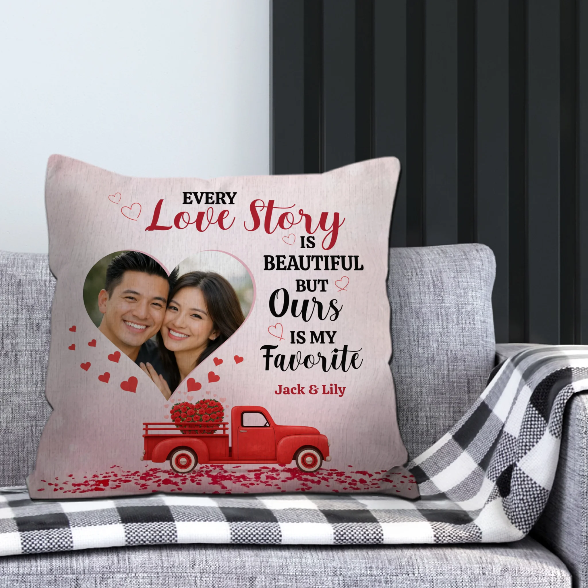 Every Love Story Is Beautiful Couple Pillow - Signature Perfect Gift with Photo & Name - 89Prints