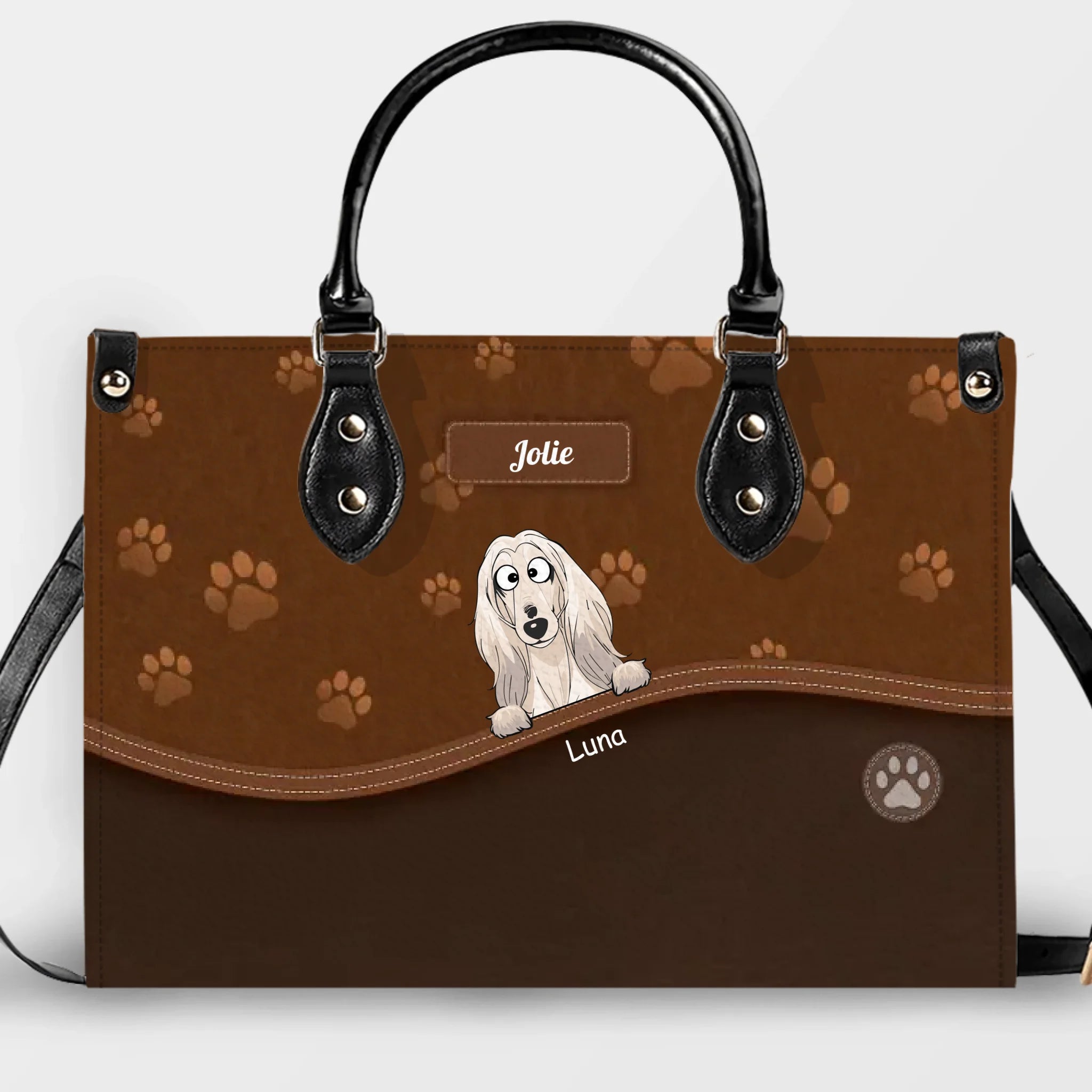 Customizable Handbags For Mothers - Paw Print Curved Panel Handbag For Dog Owners - 89Prints