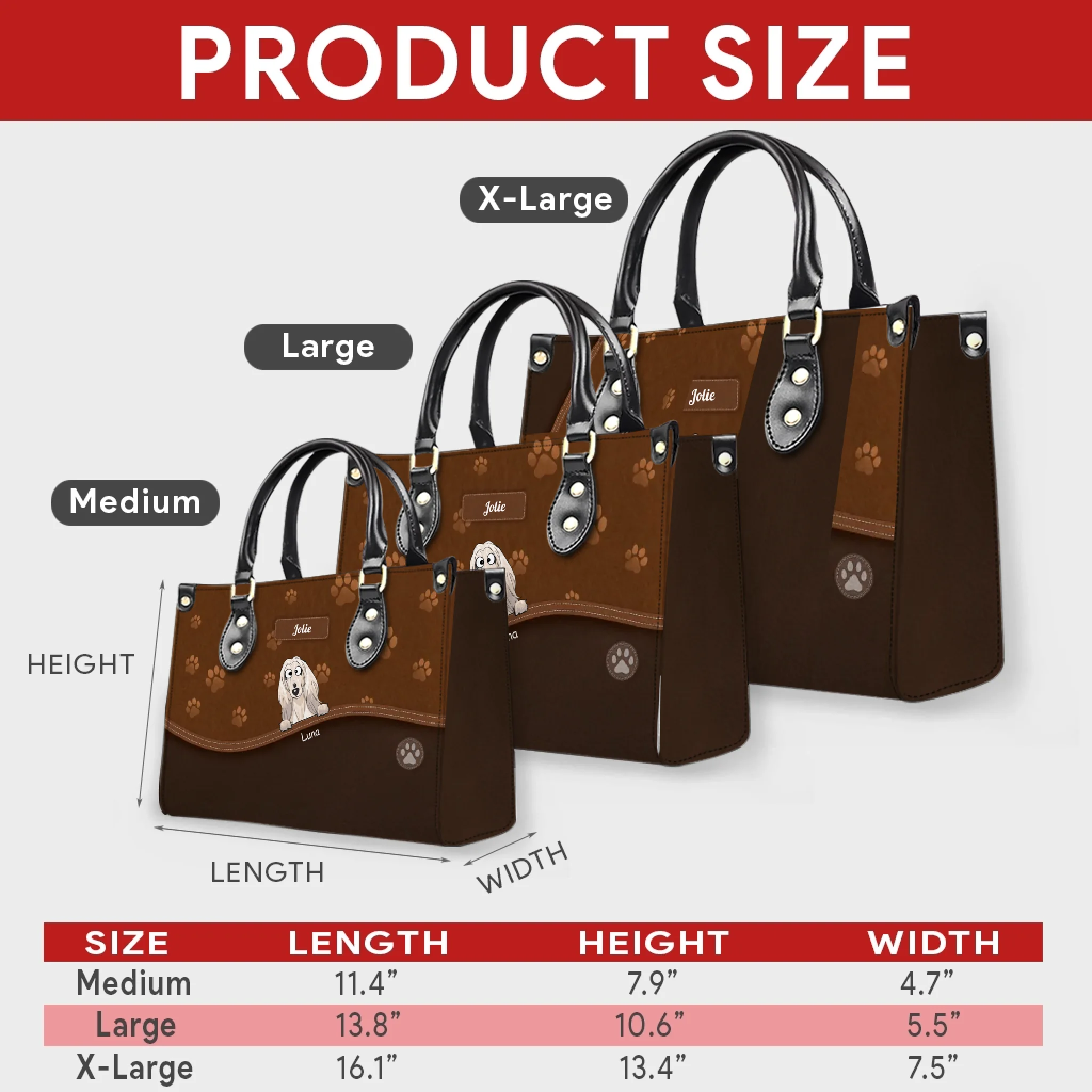Customizable Handbags For Mothers - Paw Print Curved Panel Handbag For Dog Owners - 89Prints