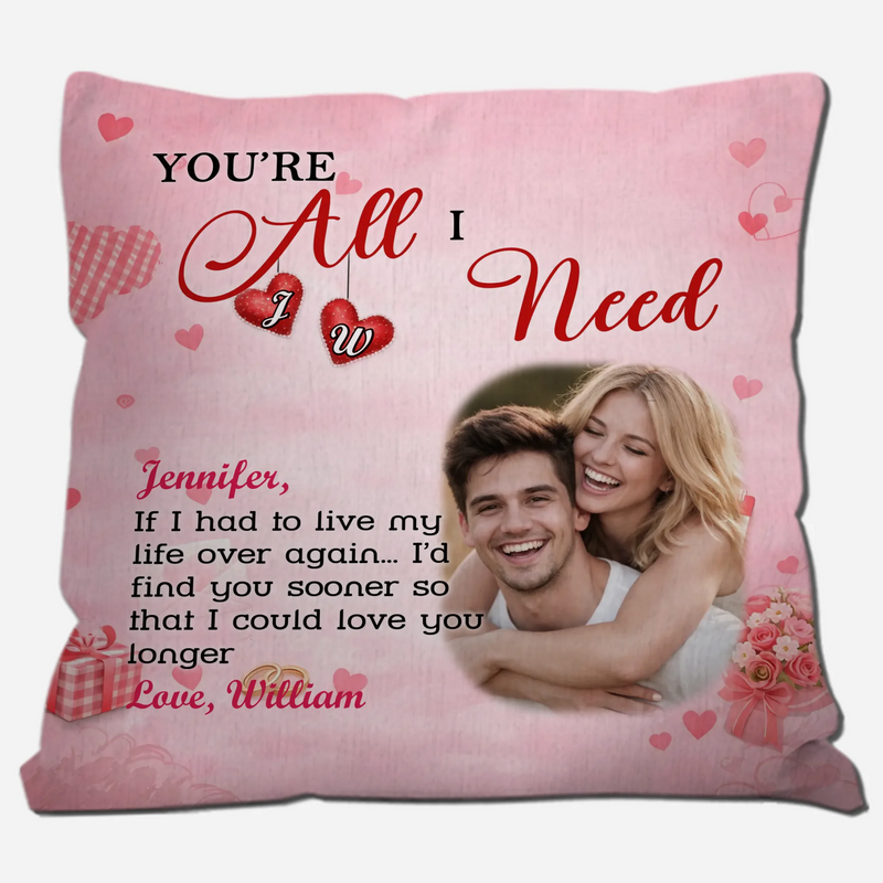 You’re All I Need Couple Pillow – Personalized Photo & Name Gift - 89Prints