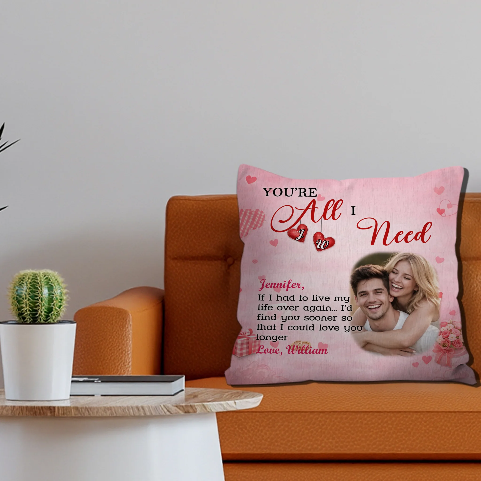 You’re All I Need Couple Pillow – Personalized Photo & Name Gift - 89Prints