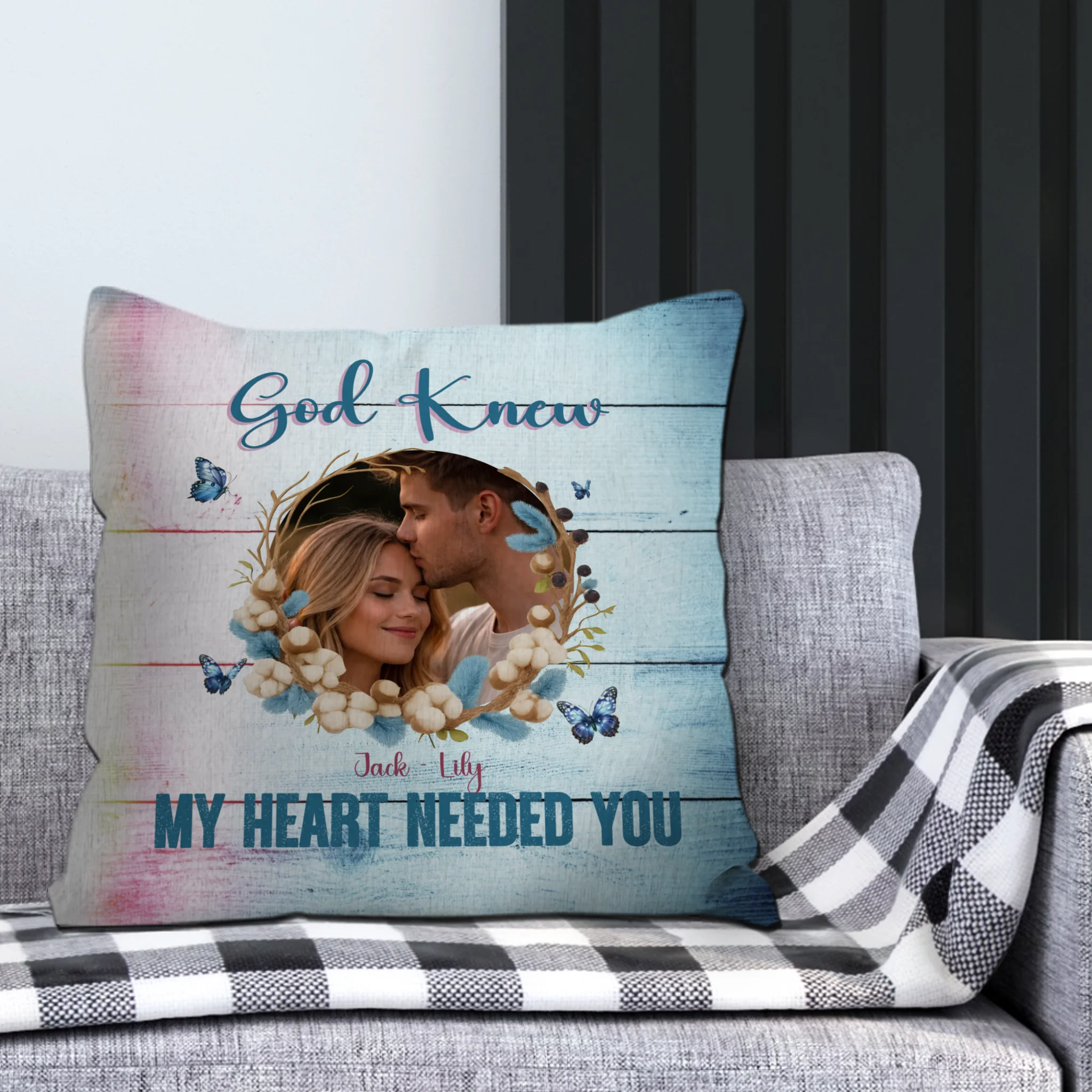God Knew My Heart Needed You Pillow – Exclusive Photo & Name Gift - 89Prints