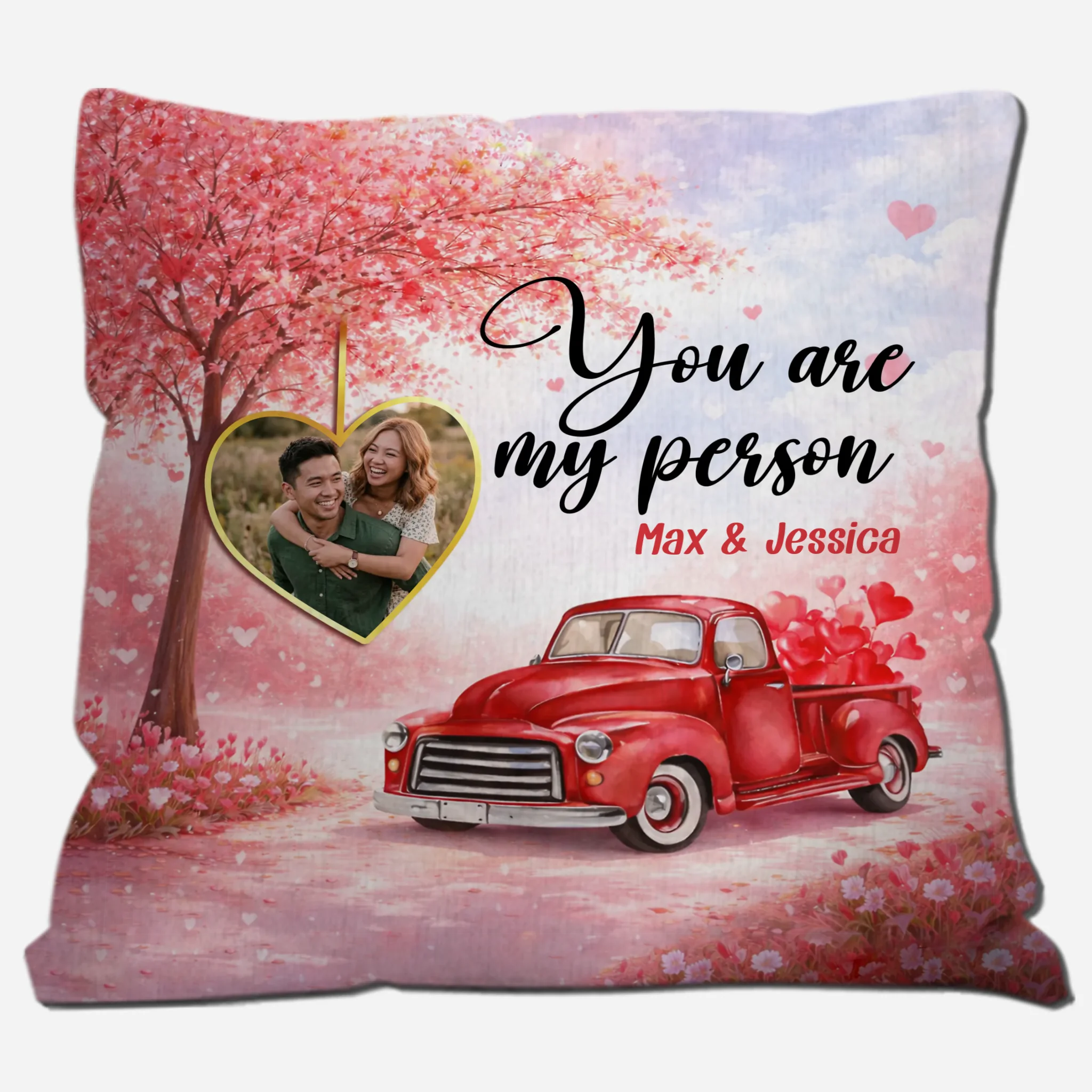 Romantic Blossom Tree Couple Pillow - You Are My Person - Upload Image - 89Prints
