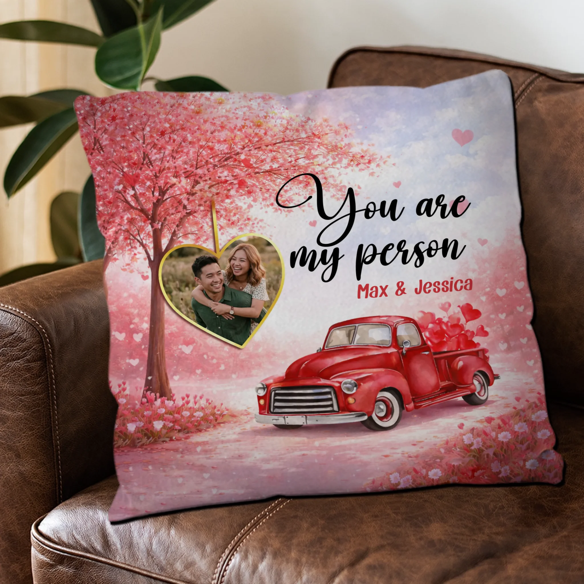 Romantic Blossom Tree Couple Pillow - You Are My Person - Upload Image - 89Prints