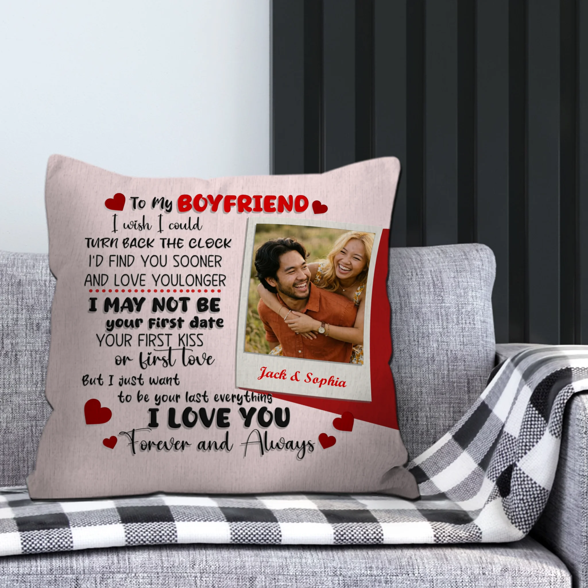 Forever and Always Romantic Pillow Gift – Custom Gift for Boyfriend - 89Prints