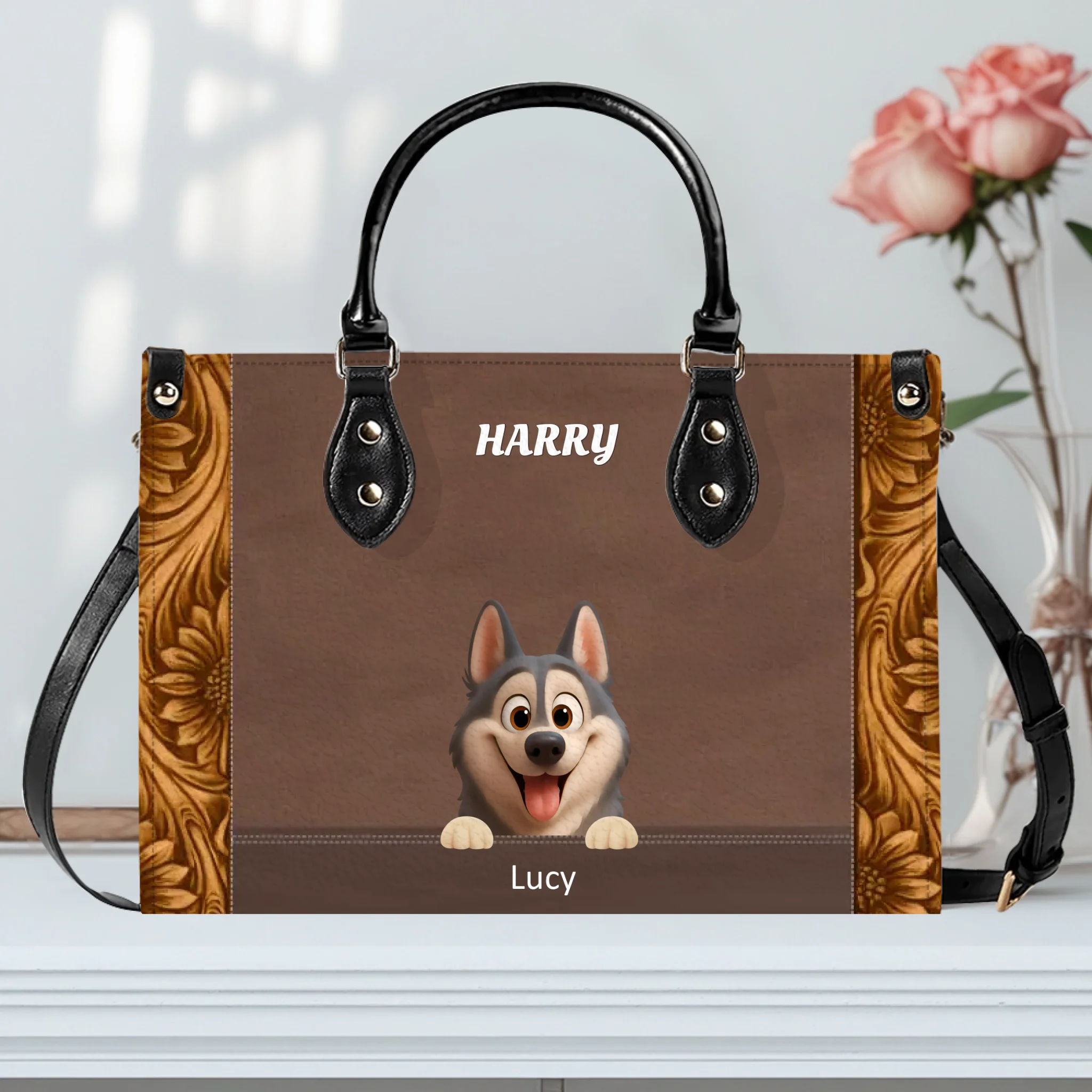 Custom Dog Bag 3D Print - Multi Pet Leather Handbag – Gifts For Dog Parents - 89Prints