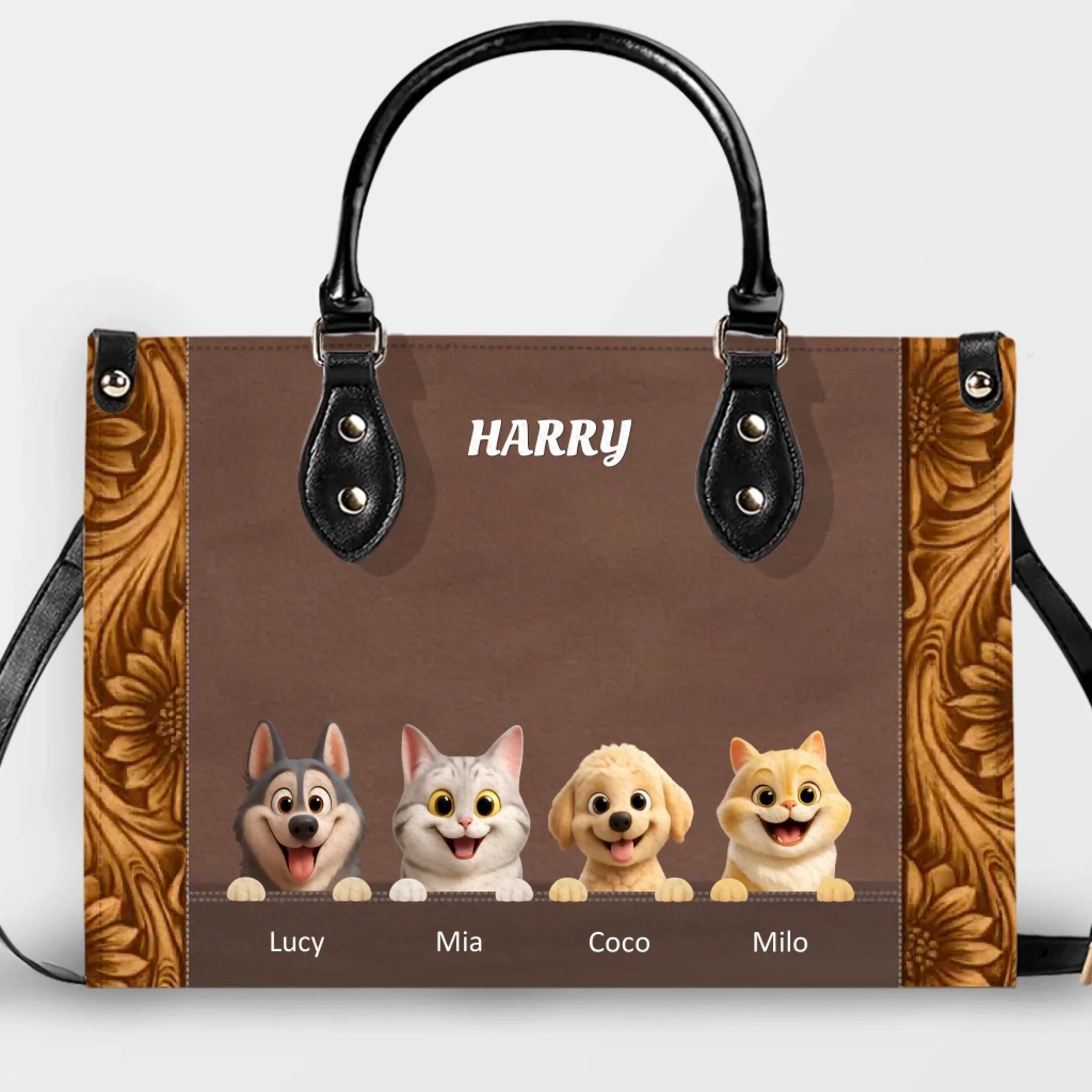 Custom Dog Bag 3D Print - Multi Pet Leather Handbag – Gifts For Dog Parents - 89Prints