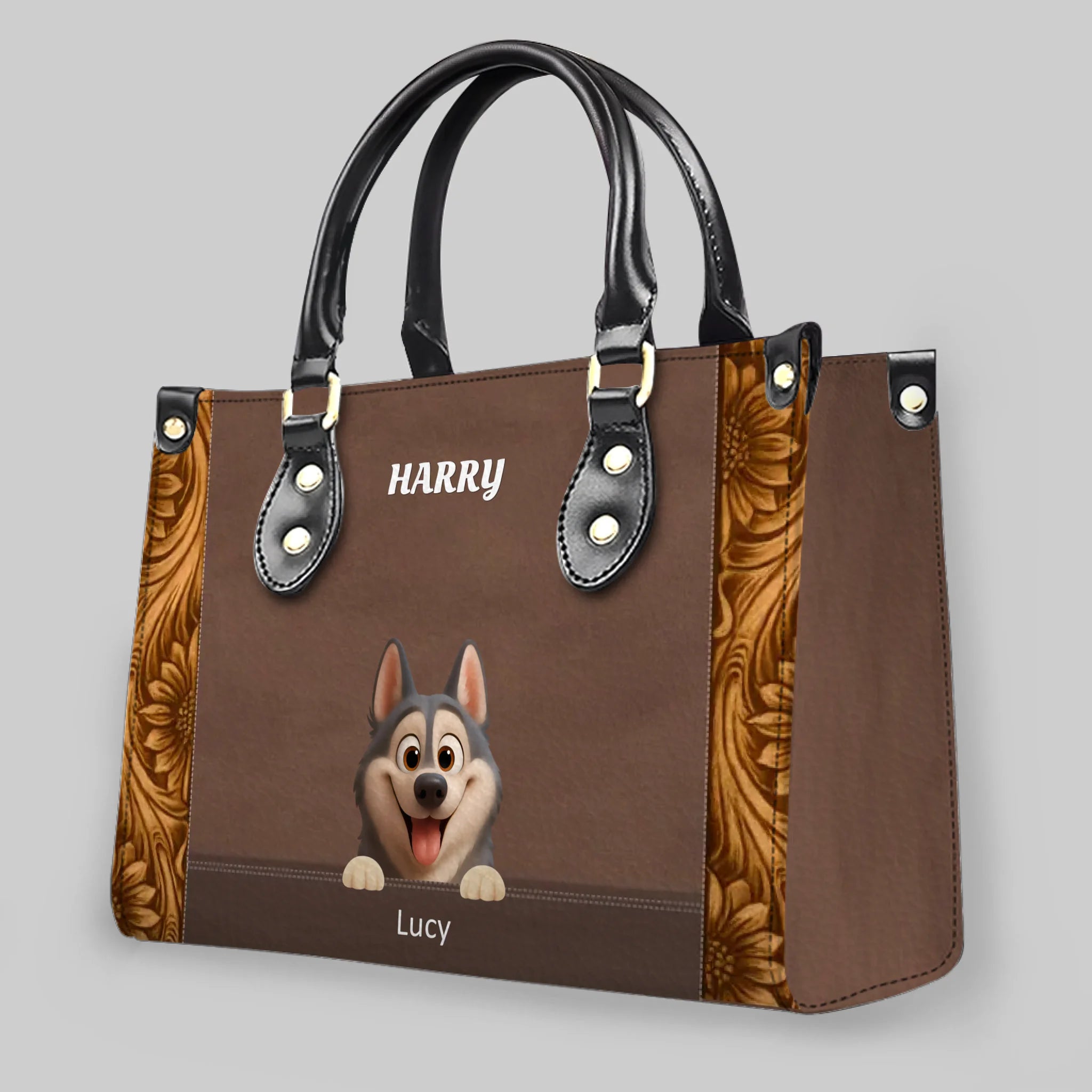 Custom Dog Bag 3D Print - Multi Pet Leather Handbag – Gifts For Dog Parents - 89Prints