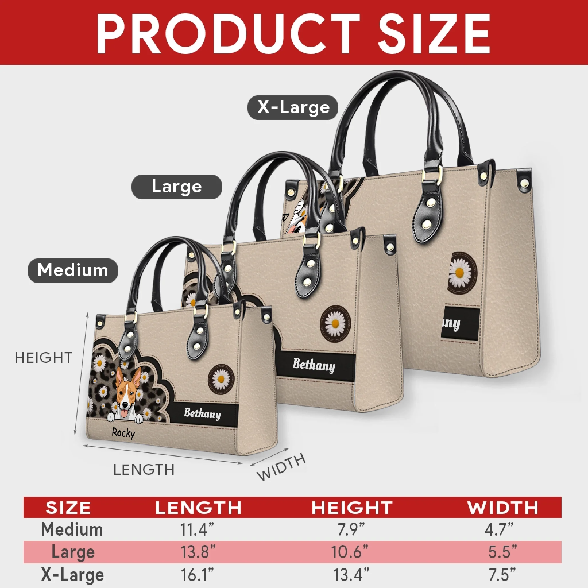 Custom Dog Bag 3D Print - Daisy Scalloped Frame Design Handbag Gifts For Dog Owners - 89Prints