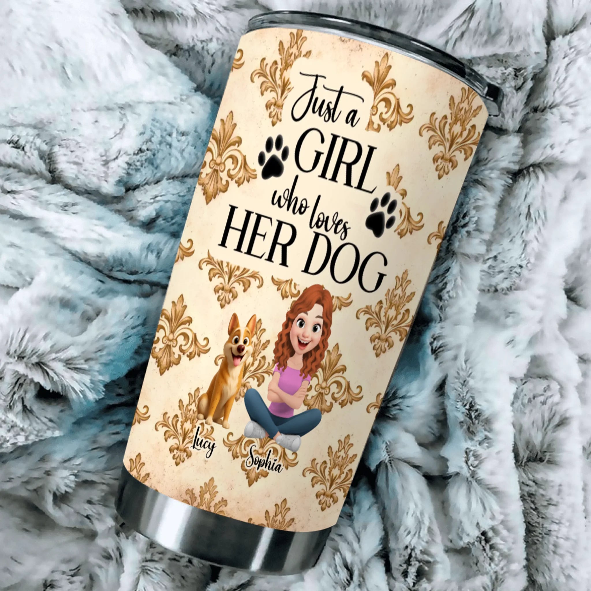 Personalized Dog Tumbler – Just A Girl Who Loves Her Dogs Custom Name Cup Gift - 89Prints