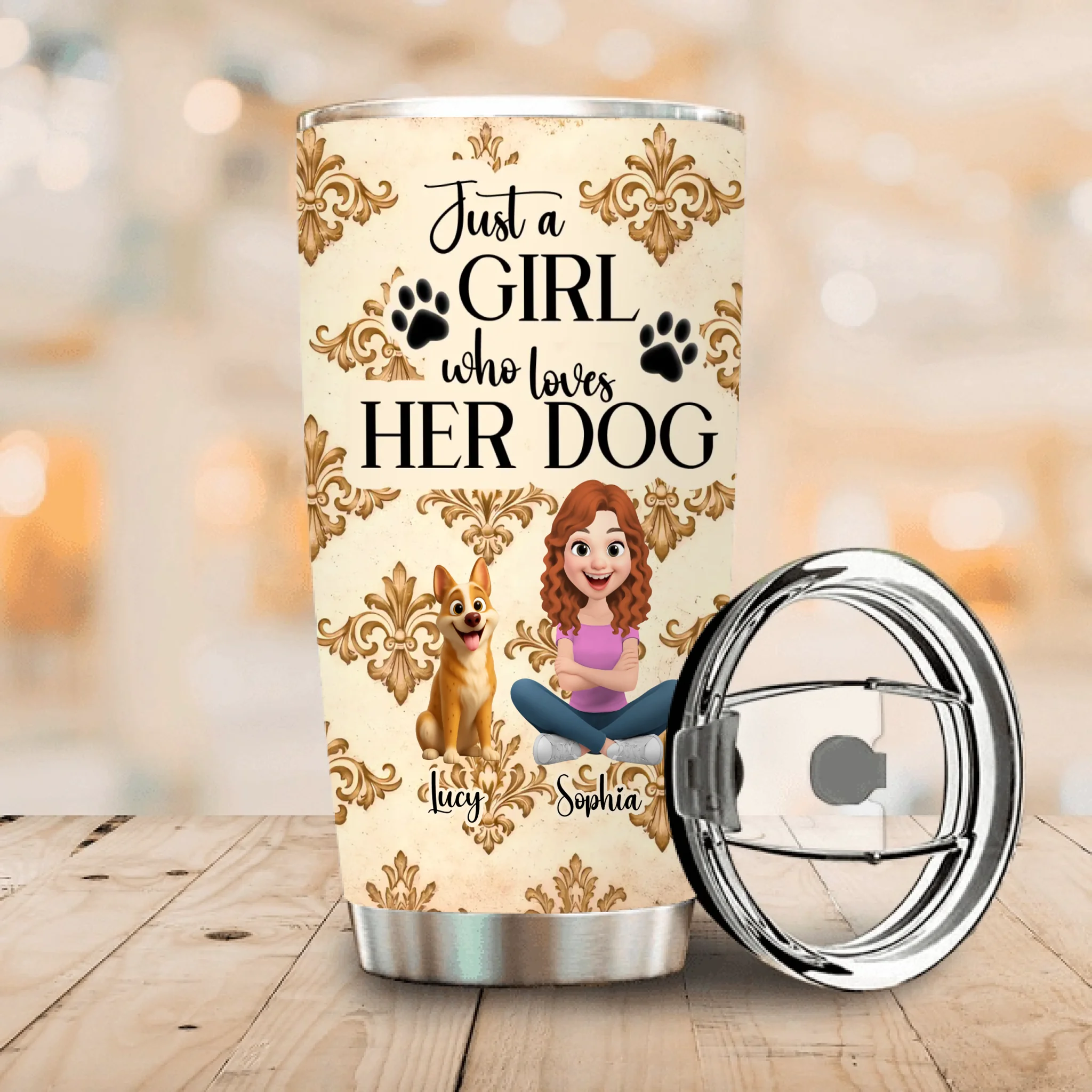 Personalized Dog Tumbler – Just A Girl Who Loves Her Dogs Custom Name Cup Gift - 89Prints