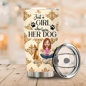 Personalized Dog Tumbler – Just A Girl Who Loves Her Dogs Custom Name Cup Gift - 89Prints