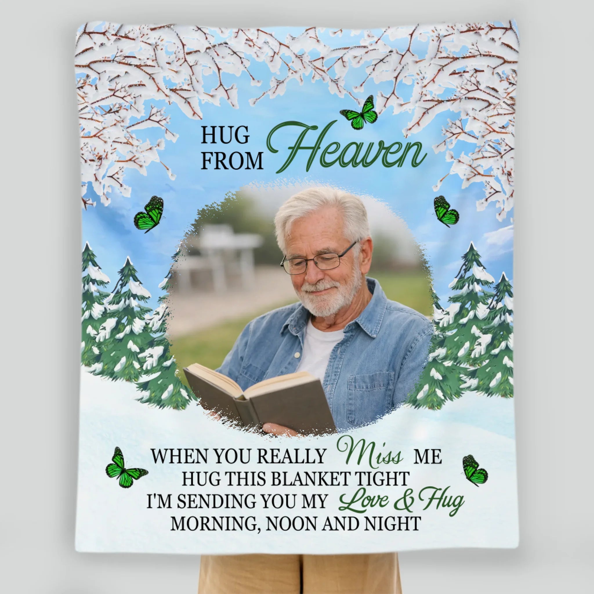 Hug from Heaven – Personalized Memorial Blanket with Photo and Loving Message - 89Prints