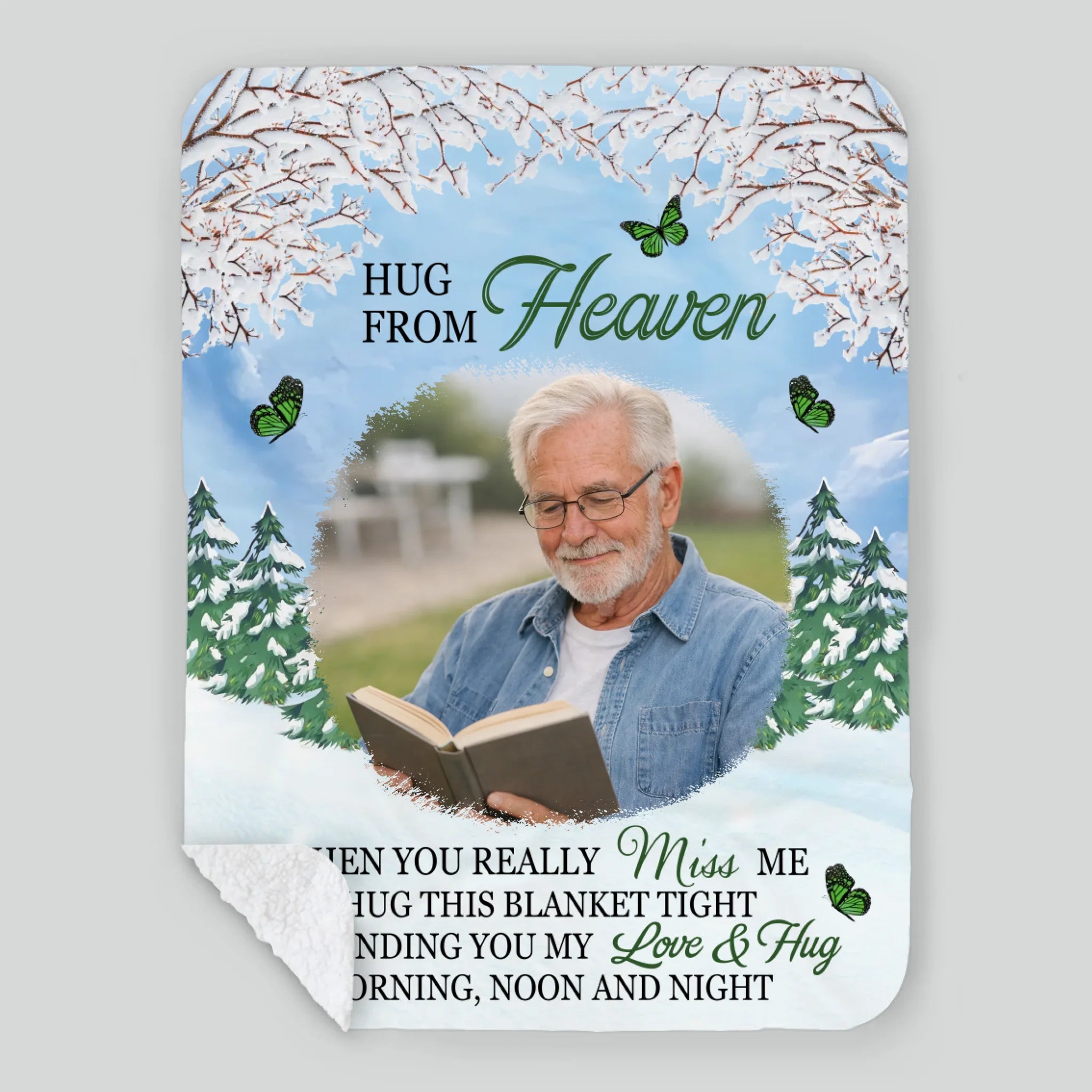 Hug from Heaven – Personalized Memorial Blanket with Photo and Loving Message - 89Prints