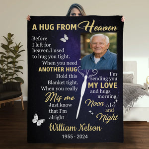 Personalized Hug from Heaven Memorial Blanket – Custom Photo & Name - 89Prints
