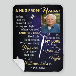 Personalized Hug from Heaven Memorial Blanket – Custom Photo & Name - 89Prints