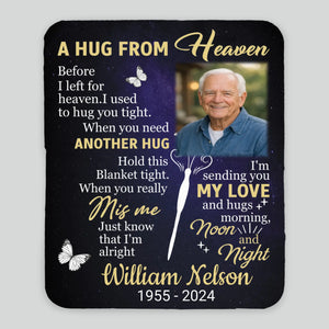 Personalized Hug from Heaven Memorial Blanket – Custom Photo & Name - 89Prints