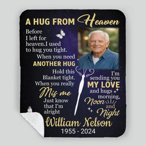 Personalized Hug from Heaven Memorial Blanket – Custom Photo & Name - 89Prints