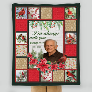 Personalized Cardinal Memorial Blanket – “I’m Always With You” Custom Photo Remembrance Gift - 89Prints