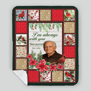 Personalized Cardinal Memorial Blanket – “I’m Always With You” Custom Photo Remembrance Gift - 89Prints