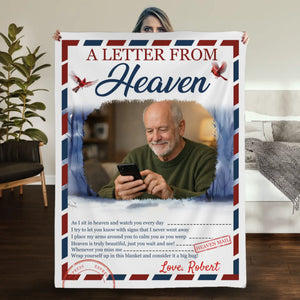 Personalized Memorial Blanket – “A Letter From Heaven” Design with Photo & Name - 89Prints